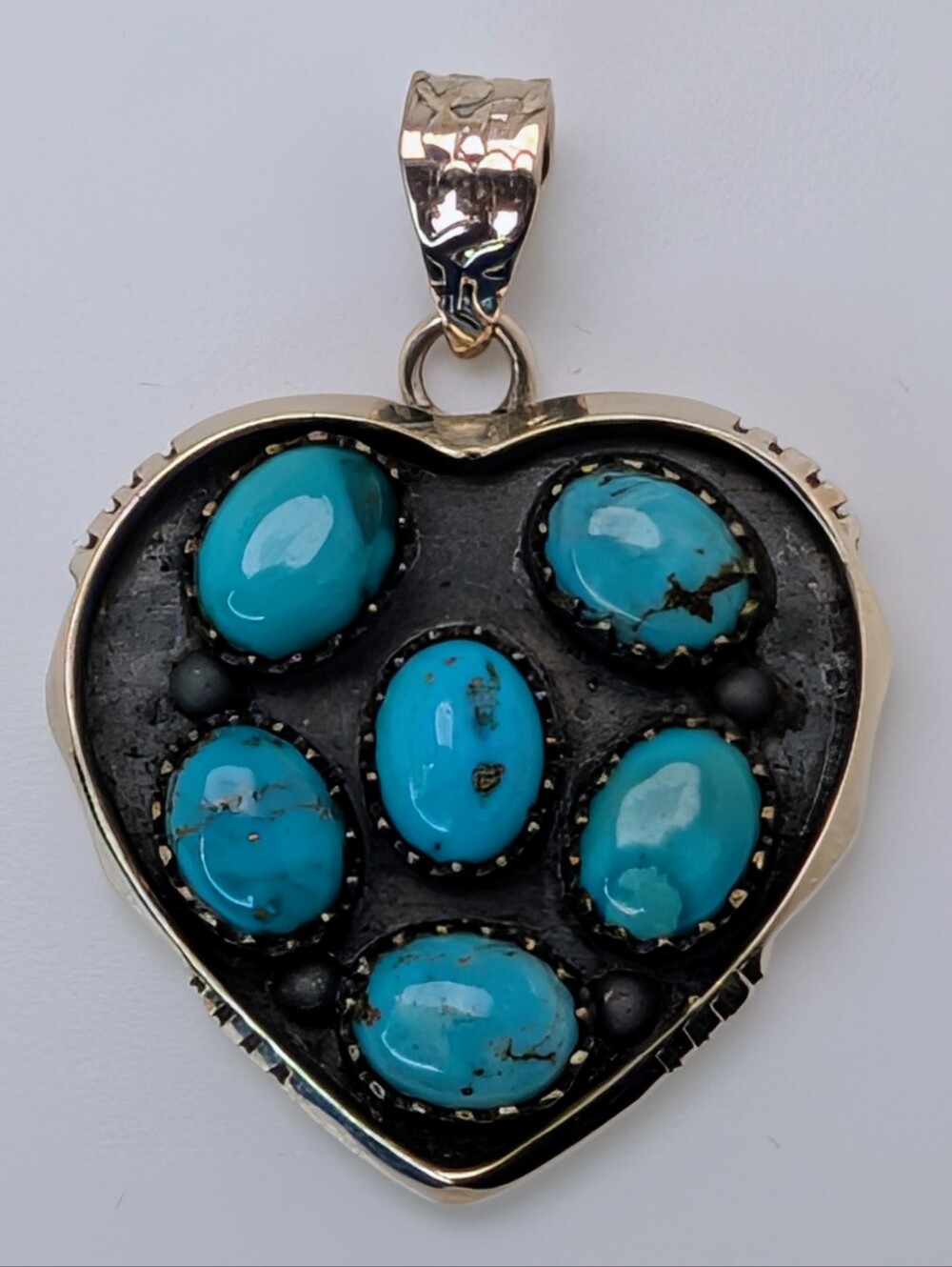 Heart Pendant Kingman Turquoise S925 Sterling Silver